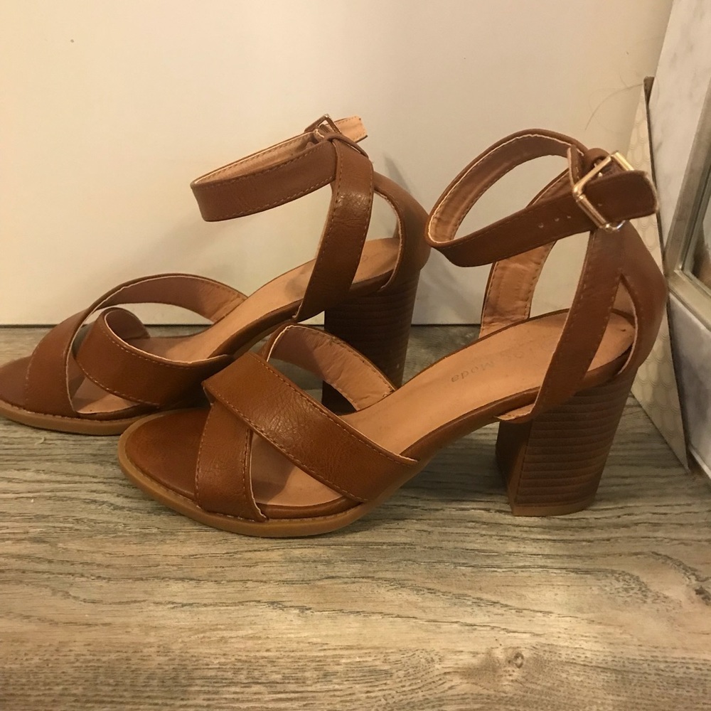 Brown block heels